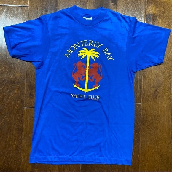 Vintage Single Stitch Monteray Bay Blue T-Shirt 1986 Size Medium - Picture 2 of 8